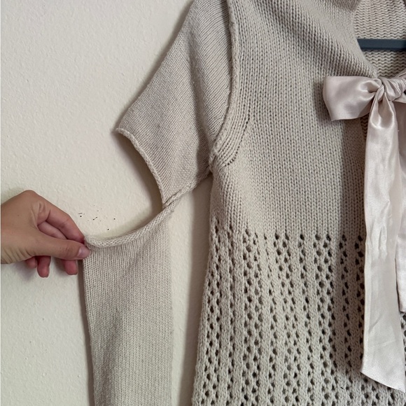 Twin-Set Simona Barbieri Italian Knit Sweater with Bow & Cutout Sleeves – Size M - Picture 3 of 9